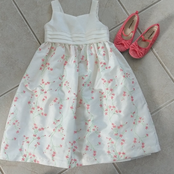 Cherokee Other - Girls 5t cream and Coral floral dress and shoes